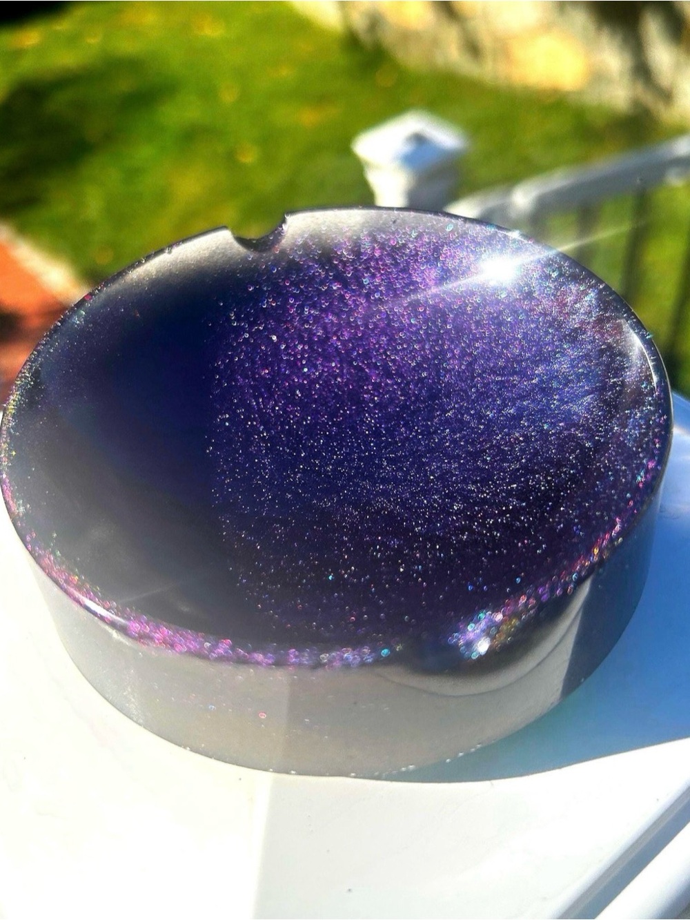 Glittery Purple Resin Ashtray